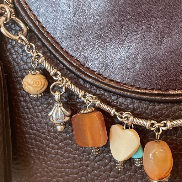 BRIGHTON Small Brown Pebbled Leather Bag with Detachable Charm Bracelet - Picture 12 of 16